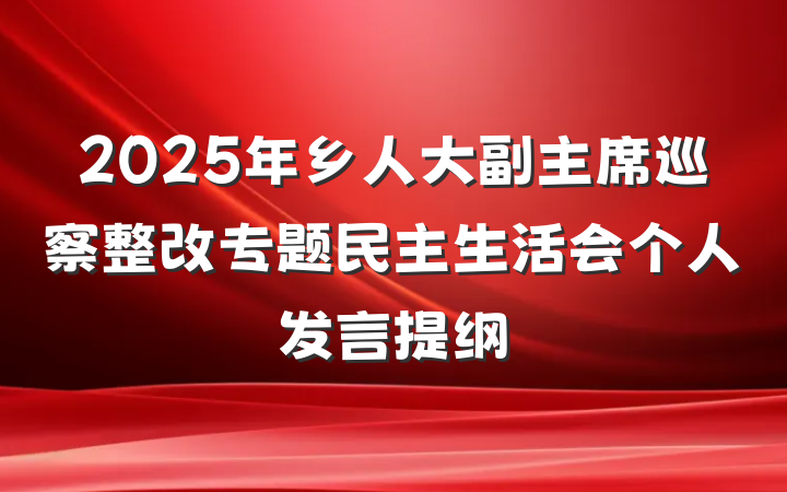2025年乡人大副主席巡察整改专题民主生活会个人发言提纲