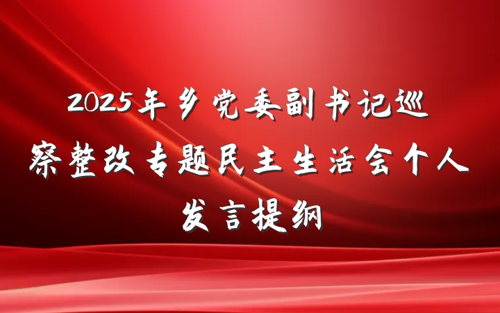 2025年乡党委副书记巡察整改专题民主生活会个人发言提纲