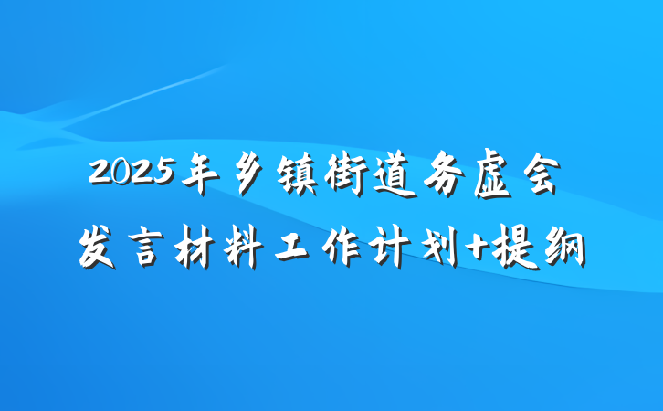 2025年乡镇街道务虚会发言材料工作计划 提纲