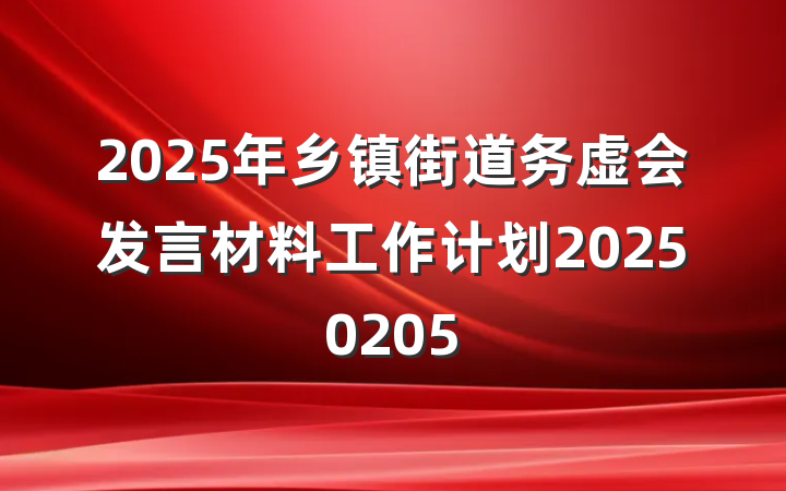 2025年乡镇街道务虚会发言材料工作计划20250205