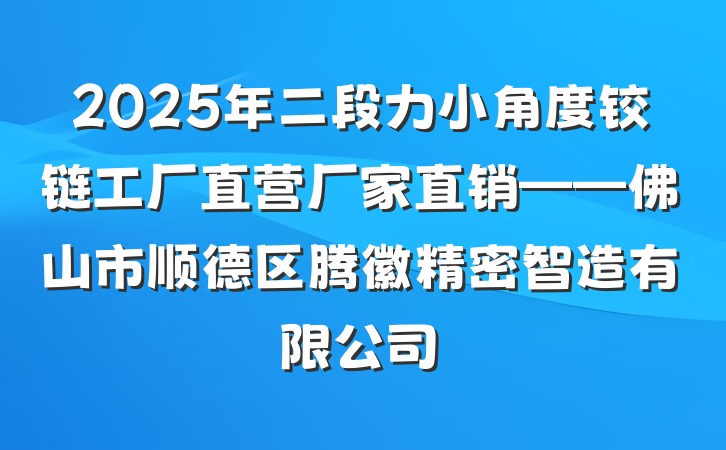 2025年二段力小角度铰链工厂直营厂家直销——佛山市顺德区腾徽精密智造有限公司