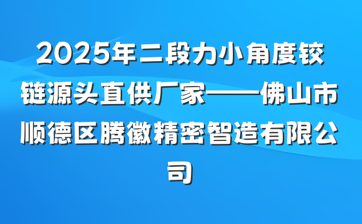 2025年二段力小角度铰链源头直供厂家——佛山市顺德区腾徽精密智造有限公司