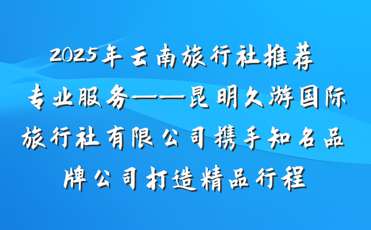 2025年云南旅行社推荐专业服务——昆明久游国际旅行社有限公司携手知名品牌公司打造精品行程