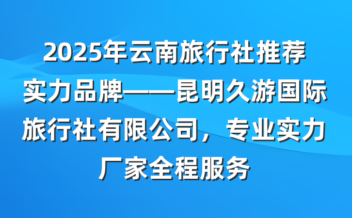 2025年云南旅行社推荐实力品牌——昆明久游国际旅行社有限公司，专业实力厂家全程服务
