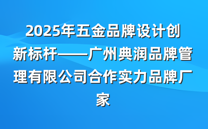 2025年五金品牌设计创新标杆——广州典润品牌管理有限公司合作实力品牌厂家
