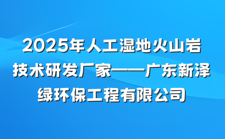 2025年人工湿地火山岩技术研发厂家——广东新泽绿环保工程有限公司