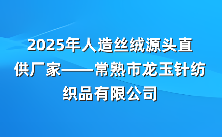 2025年人造丝绒源头直供厂家——常熟市龙玉针纺织品有限公司