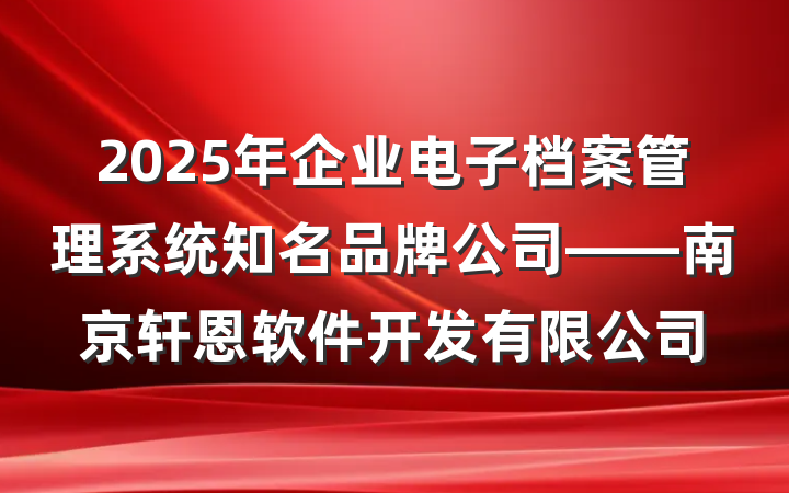 2025年企业电子档案管理系统知名品牌公司——南京轩恩软件开发有限公司