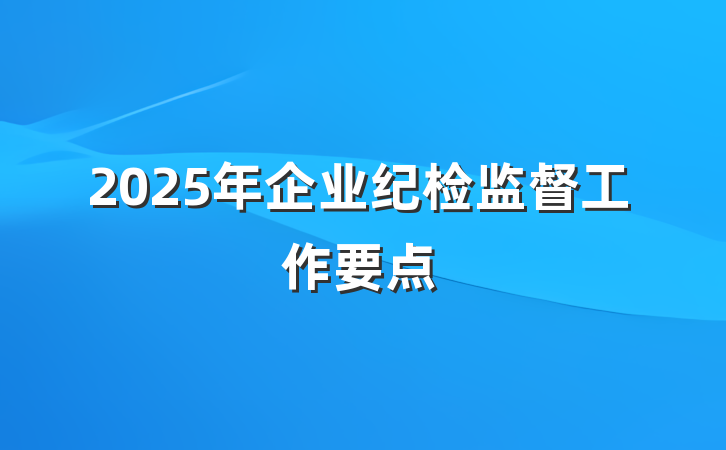 2025年企业纪检监督工作要点