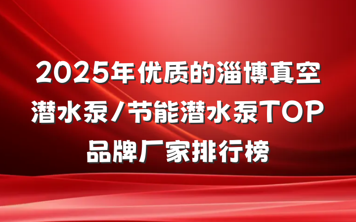 2025年优质的淄博真空潜水泵/节能潜水泵TOP品牌厂家排行榜