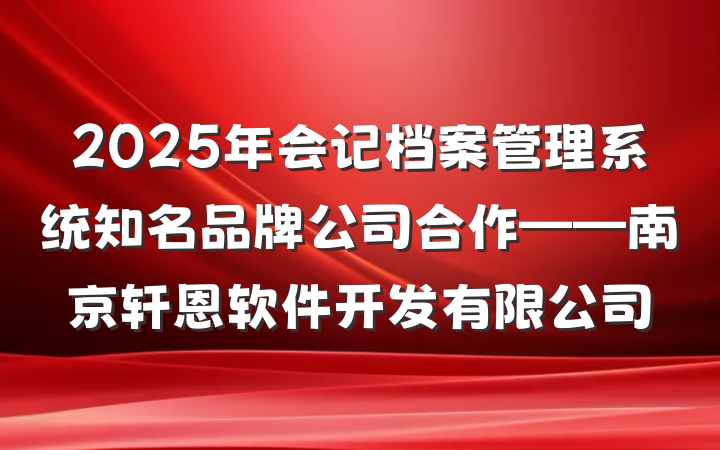 2025年会记档案管理系统知名品牌公司合作——南京轩恩软件开发有限公司
