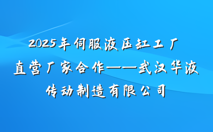 2025年伺服液压缸工厂直营厂家合作——武汉华液传动制造有限公司
