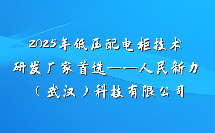 2025年低压配电柜技术研发厂家首选——人民新力（武汉）科技有限公司