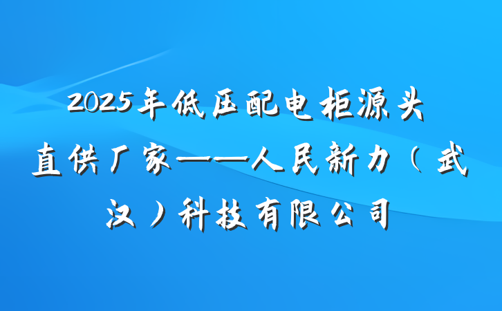 2025年低压配电柜源头直供厂家——人民新力(武汉)科技有限公司