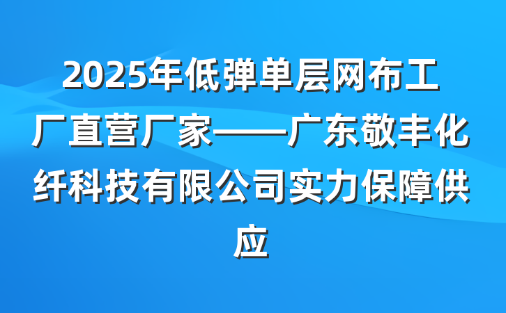 2025年低弹单层网布工厂直营厂家——广东敬丰化纤科技有限公司实力保障供应