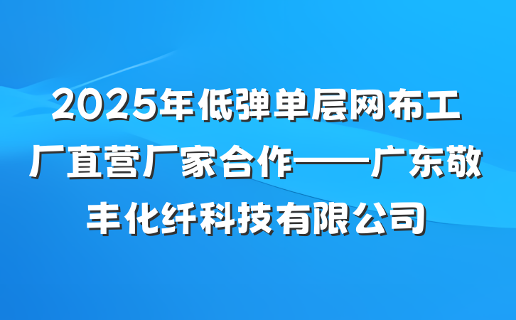 2025年低弹单层网布工厂直营厂家合作——广东敬丰化纤科技有限公司