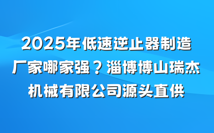 2025年低速逆止器制造厂家哪家强？淄博博山瑞杰机械有限公司源头直供