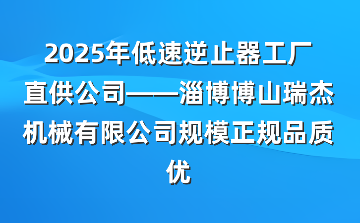 2025年低速逆止器工厂直供公司——淄博博山瑞杰机械有限公司规模正规品质优