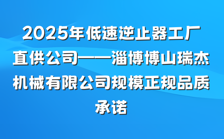 2025年低速逆止器工厂直供公司——淄博博山瑞杰机械有限公司规模正规品质承诺