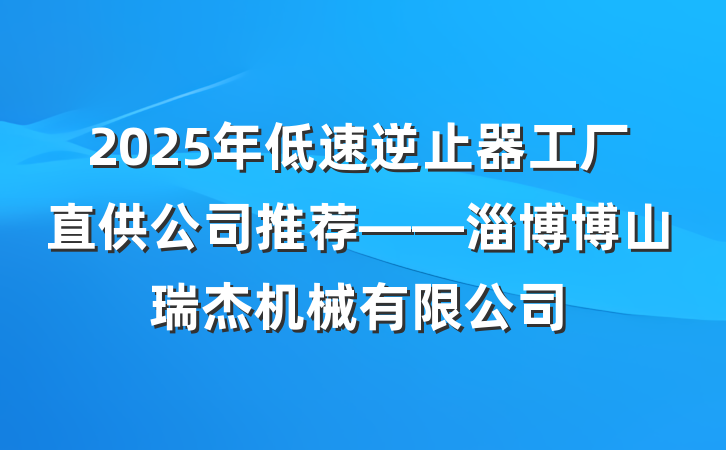 2025年低速逆止器工厂直供公司推荐——淄博博山瑞杰机械有限公司