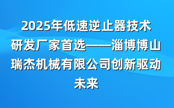2025年低速逆止器技术研发厂家首选——淄博博山瑞杰机械有限公司创新驱动未来