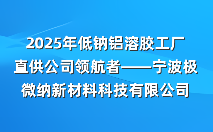 2025年低钠铝溶胶工厂直供公司领航者——宁波极微纳新材料科技有限公司