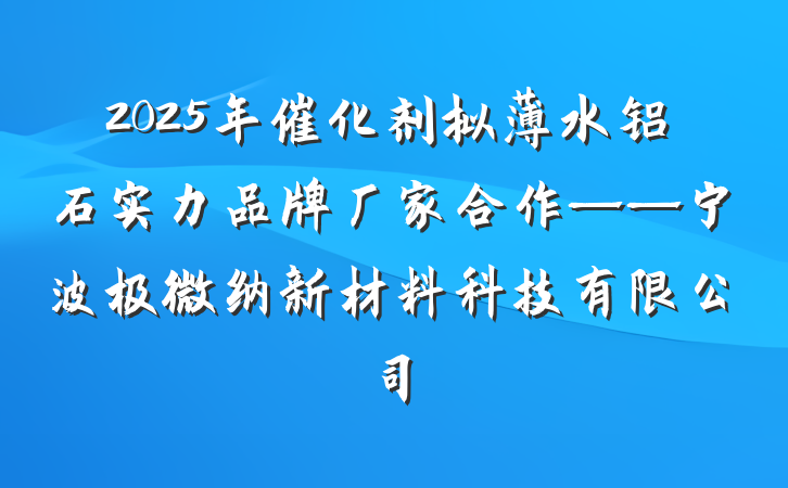 2025年催化剂拟薄水铝石实力品牌厂家合作——宁波极微纳新材料科技有限公司