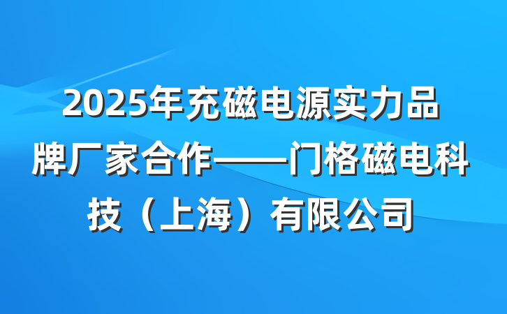 2025年充磁电源实力品牌厂家合作——门格磁电科技(上海)有限公司