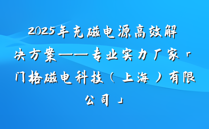 2025年充磁电源高效解决方案——专业实力厂家「门格磁电科技(上海)有限公司」