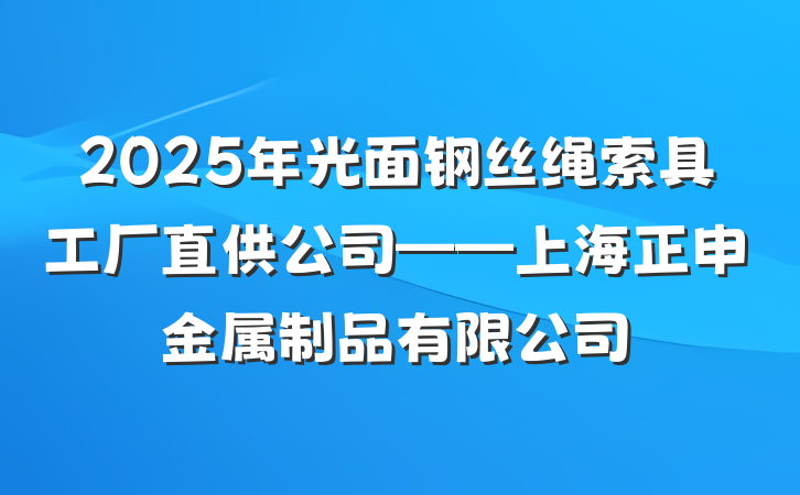 2025年光面钢丝绳索具工厂直供公司——上海正申金属制品有限公司