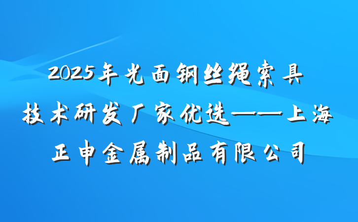 2025年光面钢丝绳索具技术研发厂家优选——上海正申金属制品有限公司