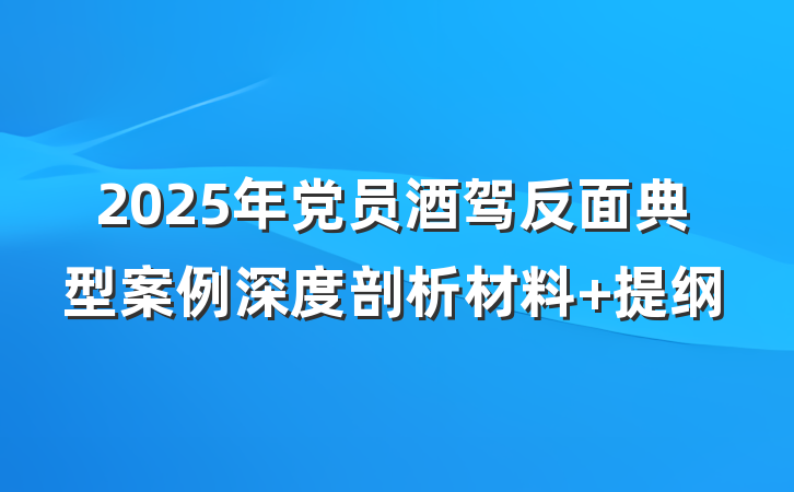 2025年党员酒驾反面典型案例深度剖析材料 提纲
