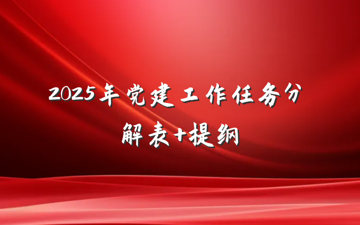 2025年党建工作任务分解表 提纲