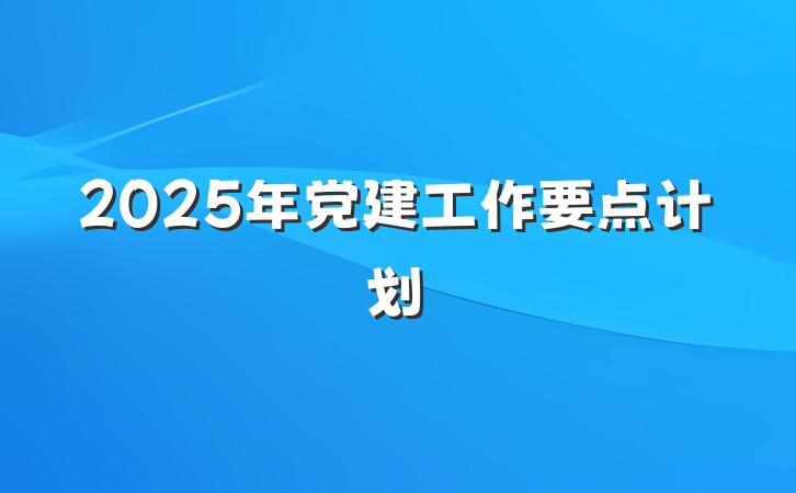 2025年党建工作要点计划