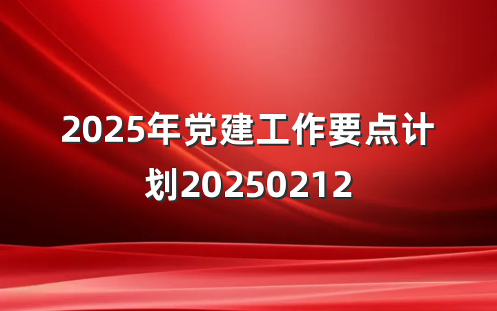 2025年党建工作要点计划20250212