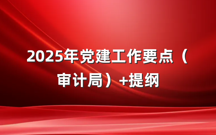 2025年党建工作要点（审计局） 提纲