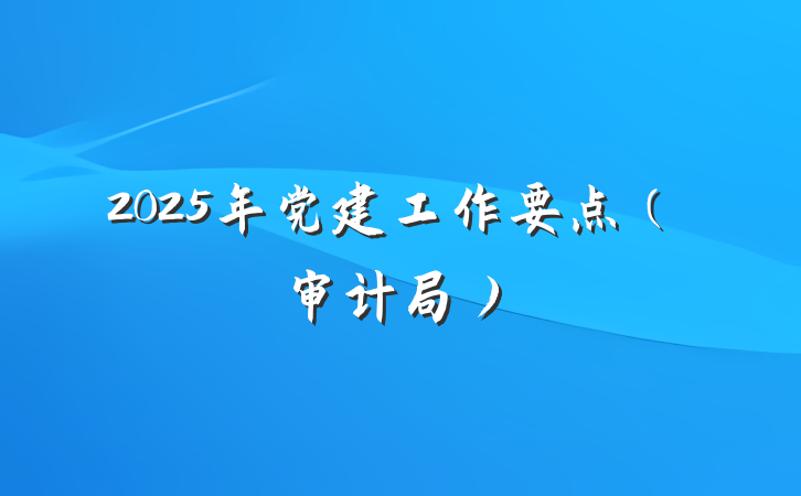 2025年党建工作要点（审计局）
