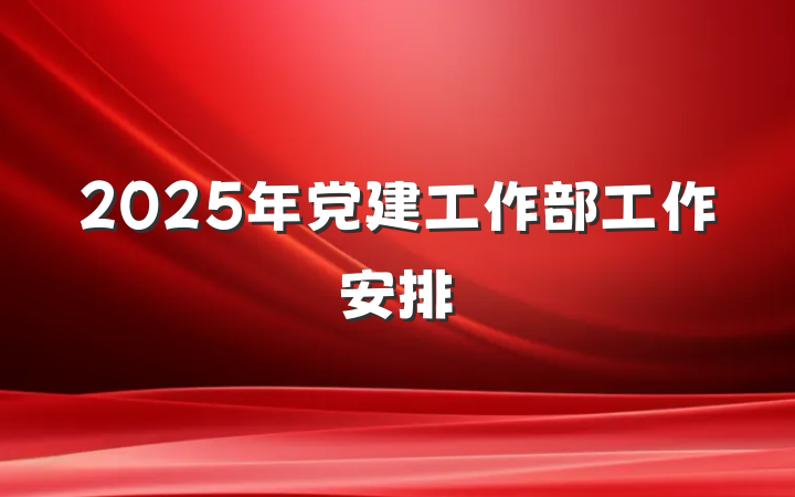2025年党建工作部工作安排