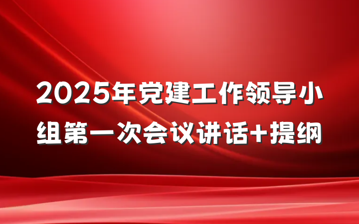 2025年党建工作领导小组第一次会议讲话 提纲