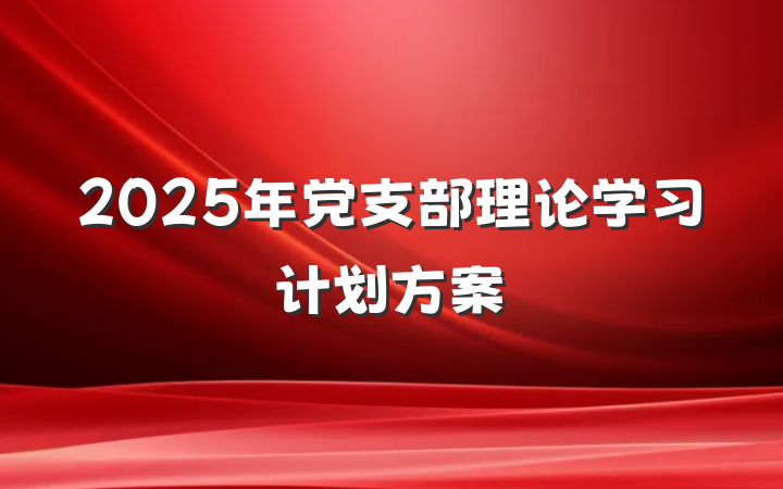2025年党支部理论学习计划方案