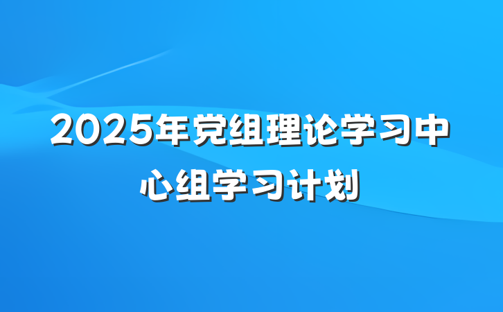 2025年党组理论学习中心组学习计划
