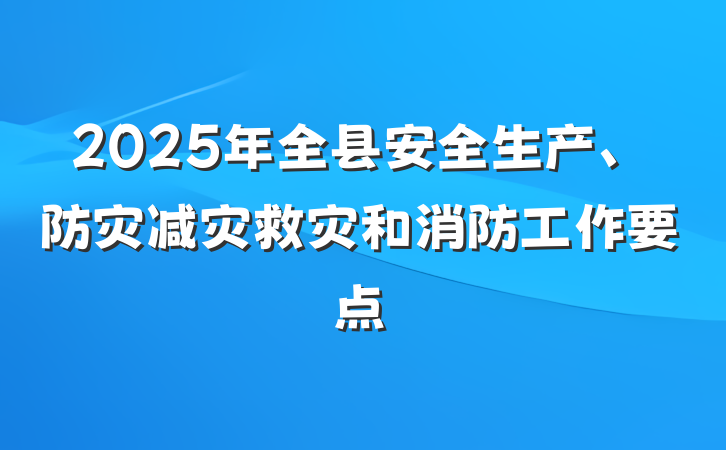 2025年全县安全生产、防灾减灾救灾和消防工作要点
