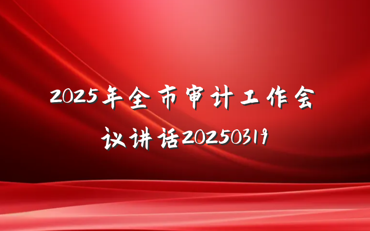 2025年全市审计工作会议讲话20250319