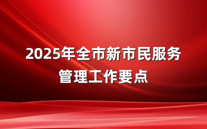2025年全市新市民服务管理工作要点