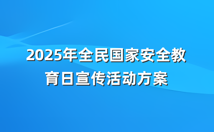 2025年全民国家安全教育日宣传活动方案
