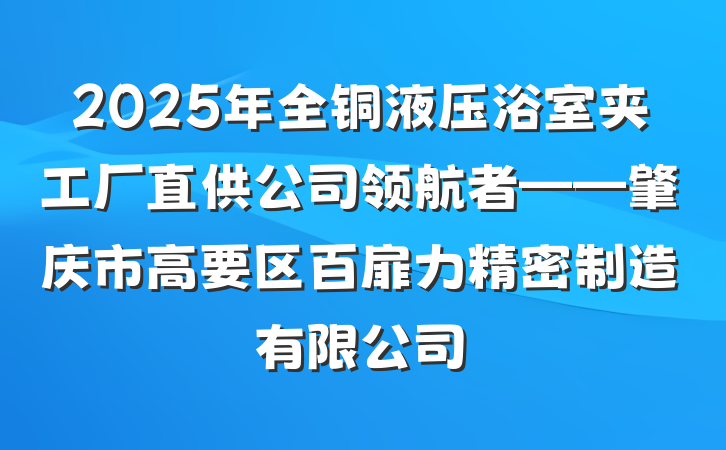 2025年全铜液压浴室夹工厂直供公司领航者——肇庆市高要区百扉力精密制造有限公司