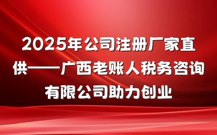 2025年公司注册厂家直供——广西老账人税务咨询有限公司助力创业
