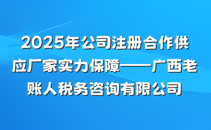 2025年公司注册合作供应厂家实力保障——广西老账人税务咨询有限公司