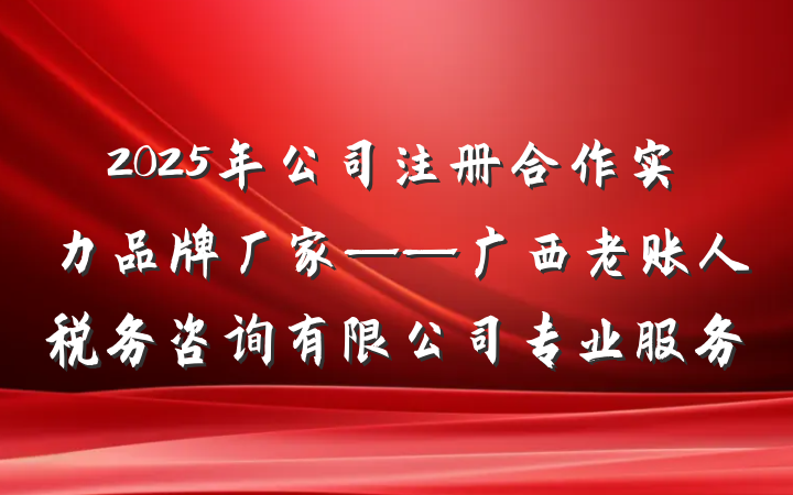 2025年公司注册合作实力品牌厂家——广西老账人税务咨询有限公司专业服务
