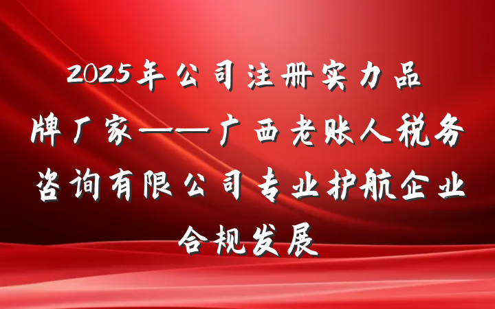 2025年公司注册实力品牌厂家——广西老账人税务咨询有限公司专业护航企业合规发展